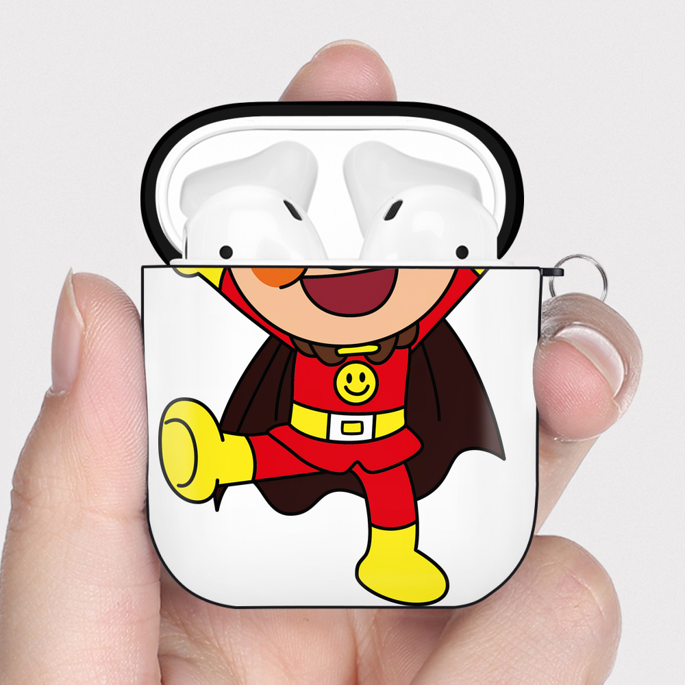 （画像用） アンパンマン Anpanman AirPods 第2世代保護ケース ハードシェル ブラック 耐衝撃・防指紋・カラビナ付き