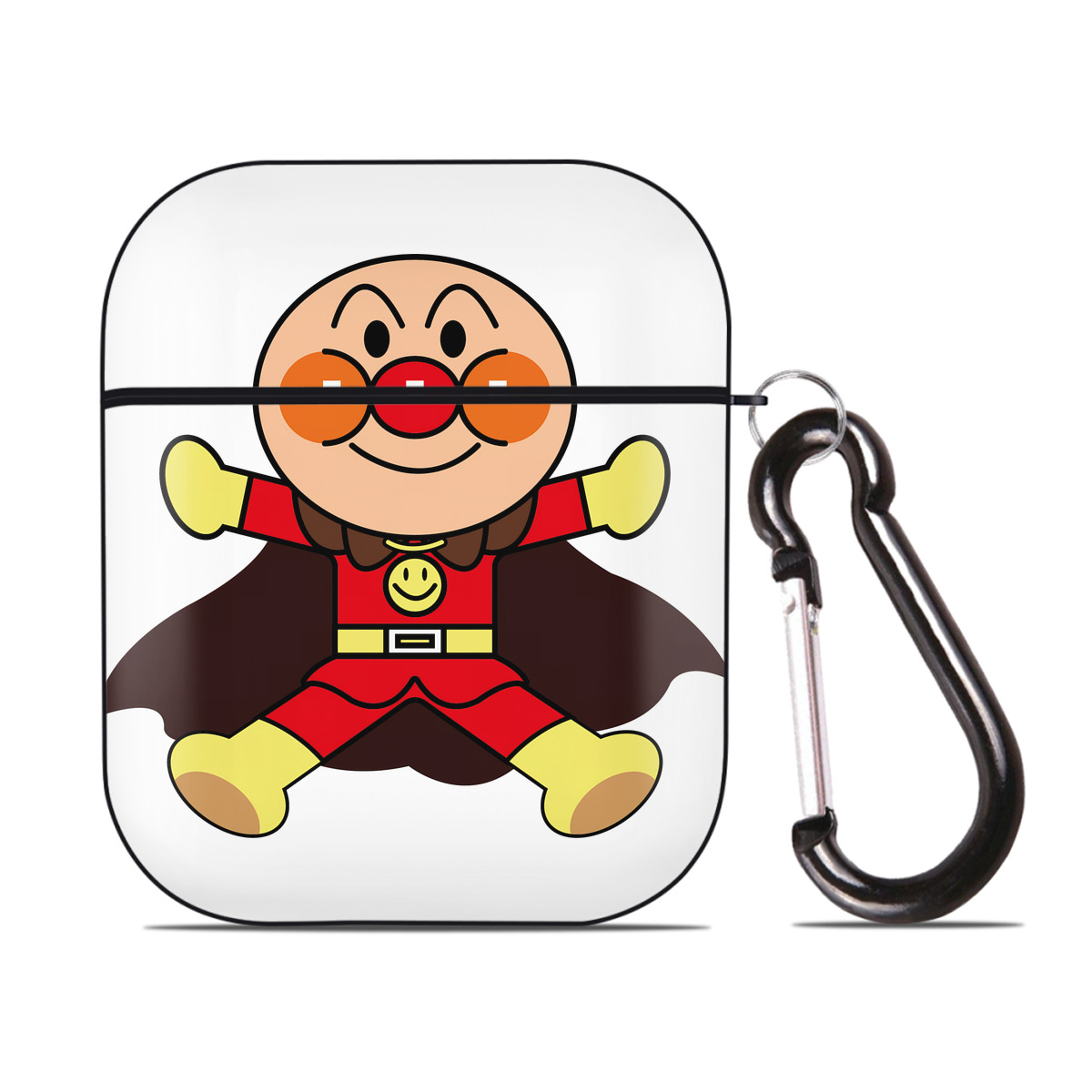 （画像用） アンパンマン Anpanman AirPods 第2世代保護ケース ハードシェル ブラック 耐衝撃・防指紋・カラビナ付き