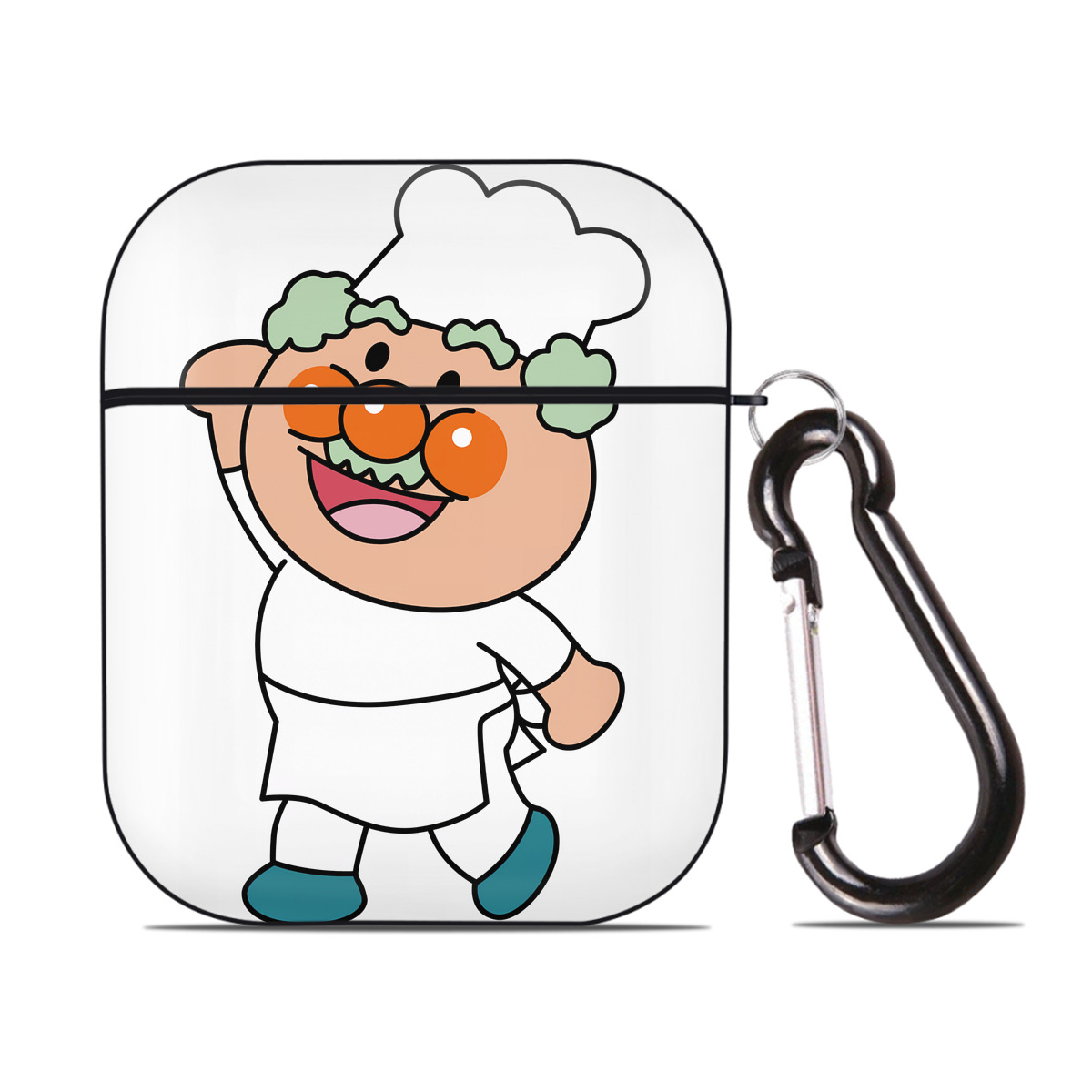 （画像用） アンパンマン Anpanman AirPods 第2世代保護ケース ハードシェル ブラック 耐衝撃・防指紋・カラビナ付き