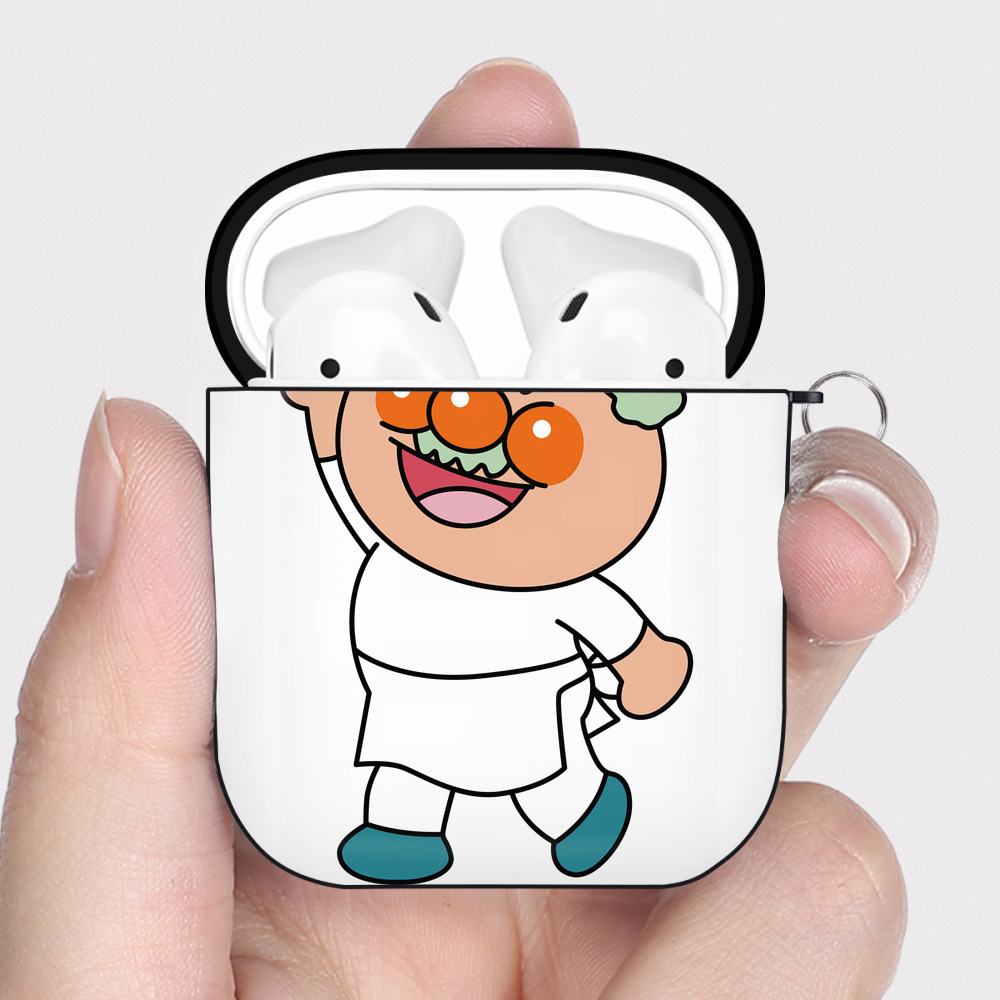 （画像用） アンパンマン Anpanman AirPods 第2世代保護ケース ハードシェル ブラック 耐衝撃・防指紋・カラビナ付き