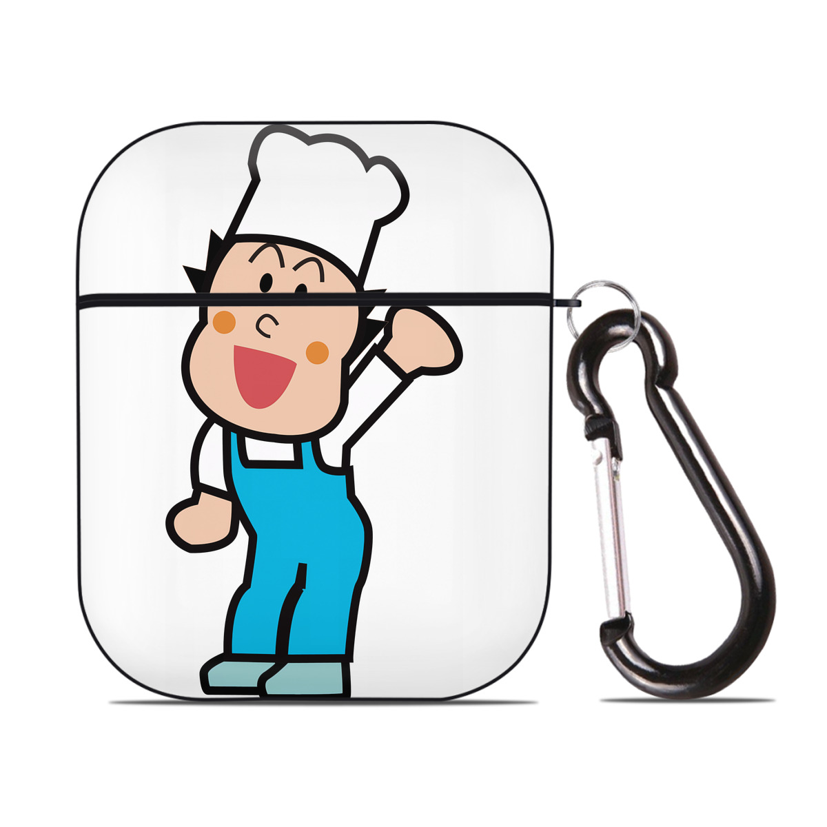 （画像用） アンパンマン Anpanman AirPods 第2世代保護ケース ハードシェル ブラック 耐衝撃・防指紋・カラビナ付き