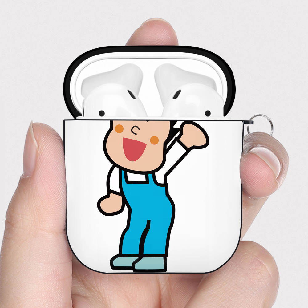 （画像用） アンパンマン Anpanman AirPods 第2世代保護ケース ハードシェル ブラック 耐衝撃・防指紋・カラビナ付き