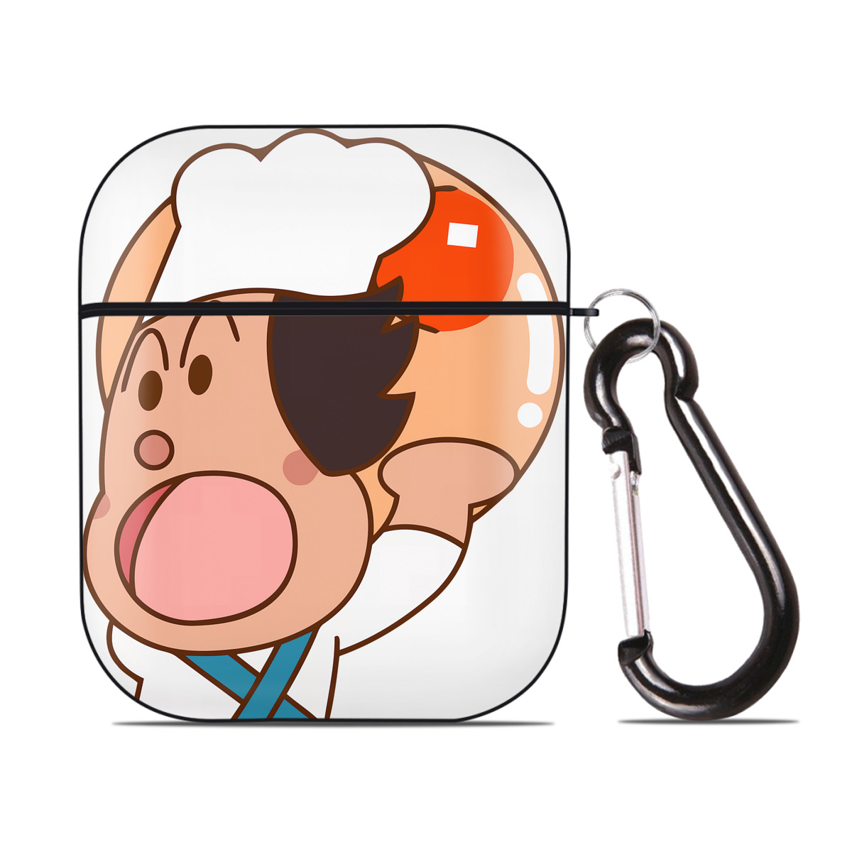 （画像用） アンパンマン Anpanman AirPods 第2世代保護ケース ハードシェル ブラック 耐衝撃・防指紋・カラビナ付き