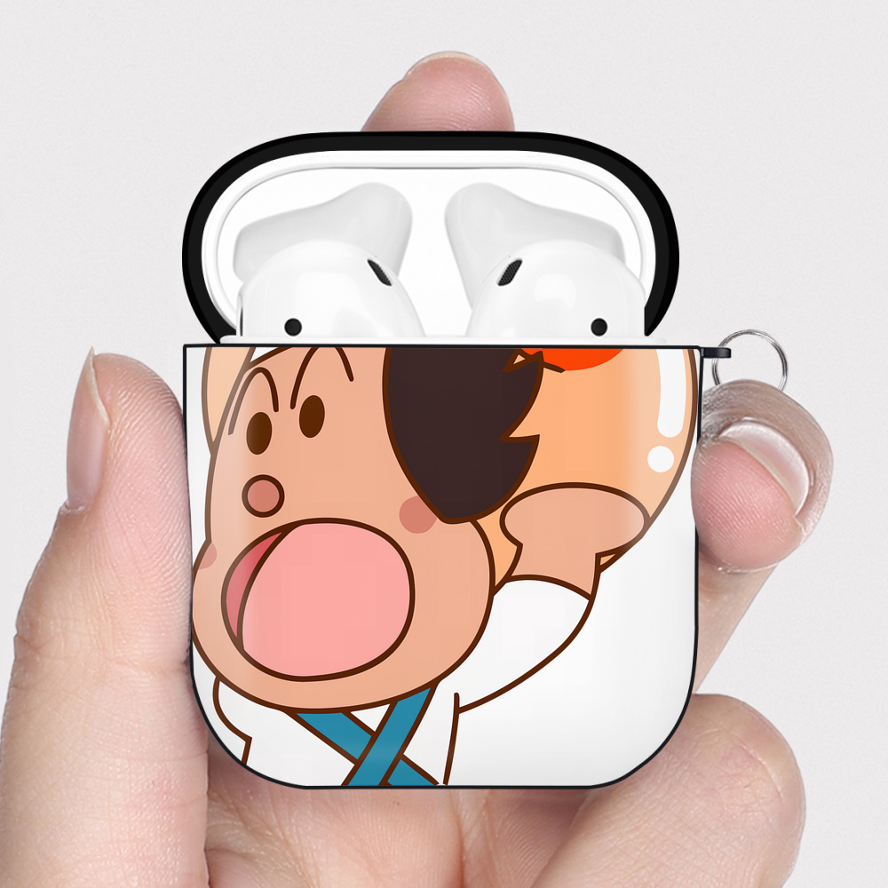 （画像用） アンパンマン Anpanman AirPods 第2世代保護ケース ハードシェル ブラック 耐衝撃・防指紋・カラビナ付き
