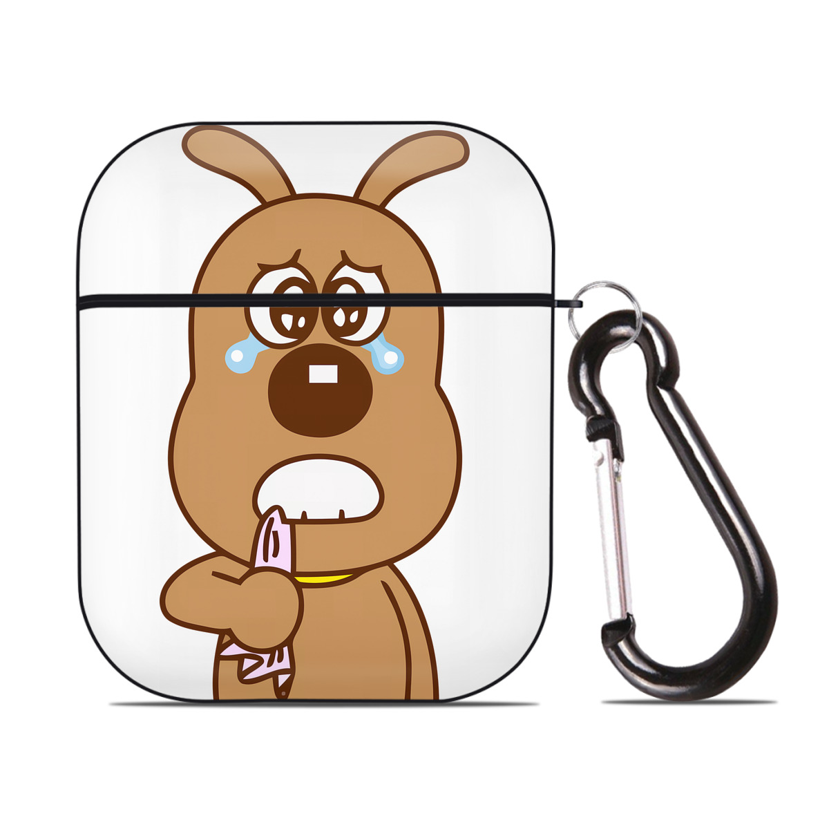 （画像用） アンパンマン Anpanman AirPods 第2世代保護ケース ハードシェル ブラック 耐衝撃・防指紋・カラビナ付き