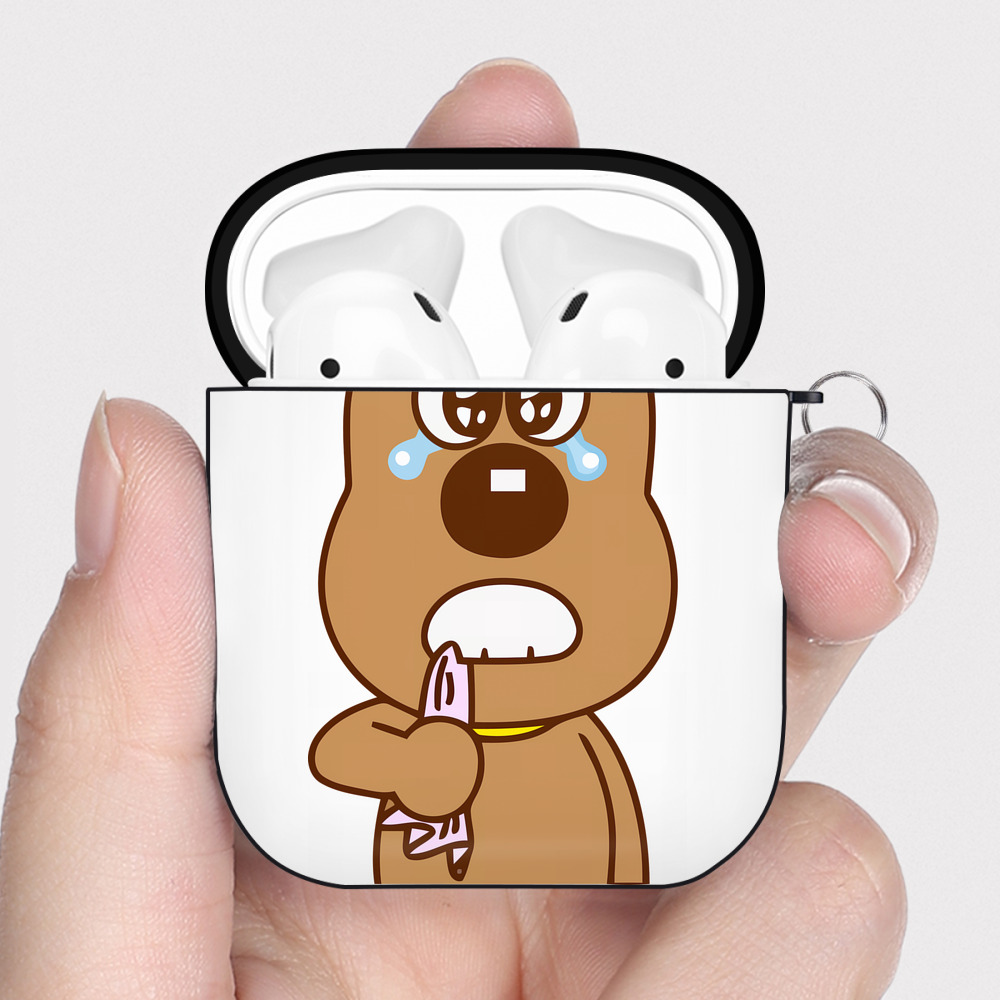 （画像用） アンパンマン Anpanman AirPods 第2世代保護ケース ハードシェル ブラック 耐衝撃・防指紋・カラビナ付き