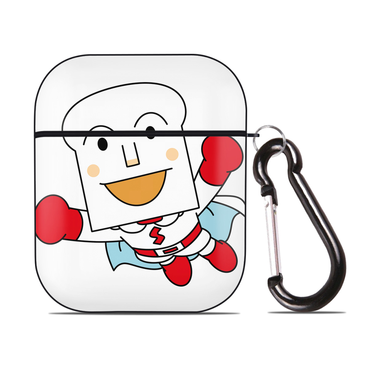 （画像用） アンパンマン Anpanman AirPods 第2世代保護ケース ハードシェル ブラック 耐衝撃・防指紋・カラビナ付き