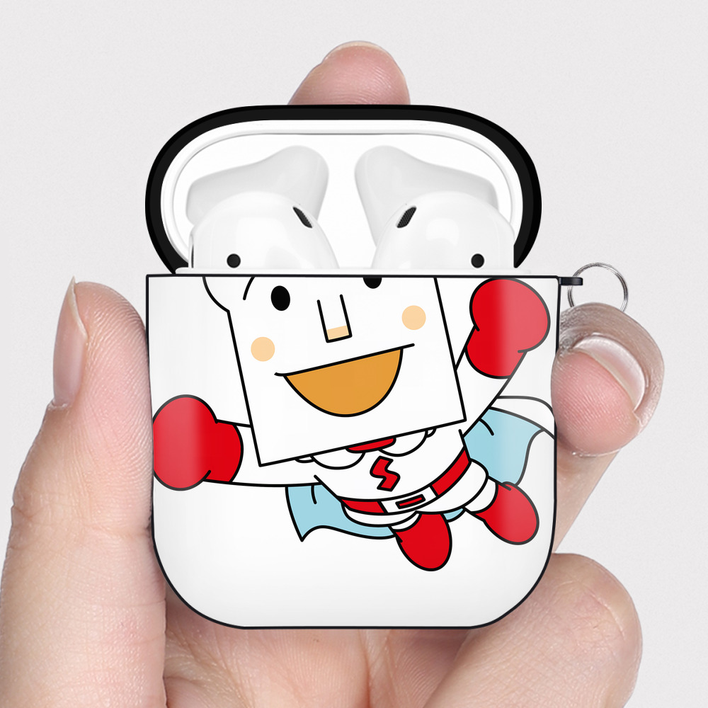（画像用） アンパンマン Anpanman AirPods 第2世代保護ケース ハードシェル ブラック 耐衝撃・防指紋・カラビナ付き