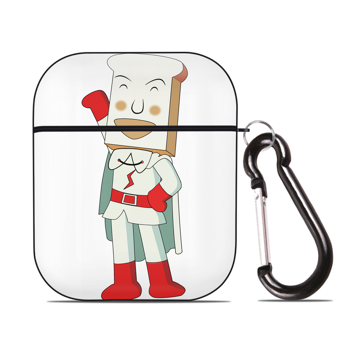 （画像用） アンパンマン Anpanman AirPods 第2世代保護ケース ハードシェル ブラック 耐衝撃・防指紋・カラビナ付き