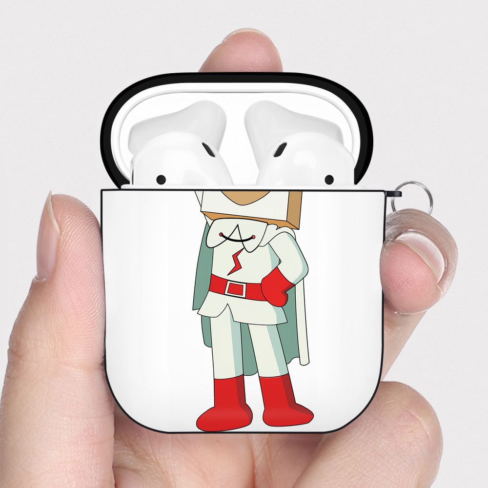 （画像用） アンパンマン Anpanman AirPods 第2世代保護ケース ハードシェル ブラック 耐衝撃・防指紋・カラビナ付き