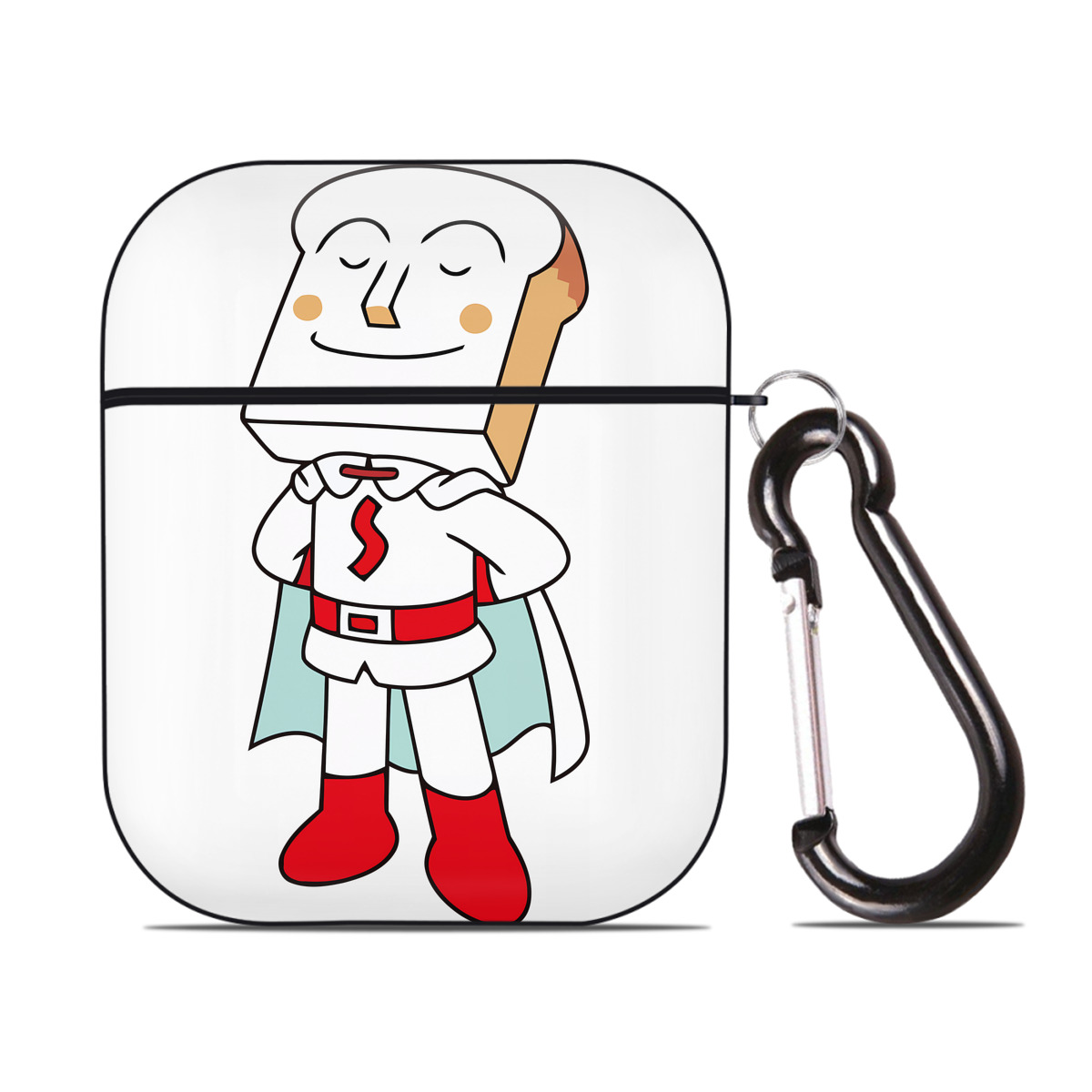 （画像用） アンパンマン Anpanman AirPods 第2世代保護ケース ハードシェル ブラック 耐衝撃・防指紋・カラビナ付き