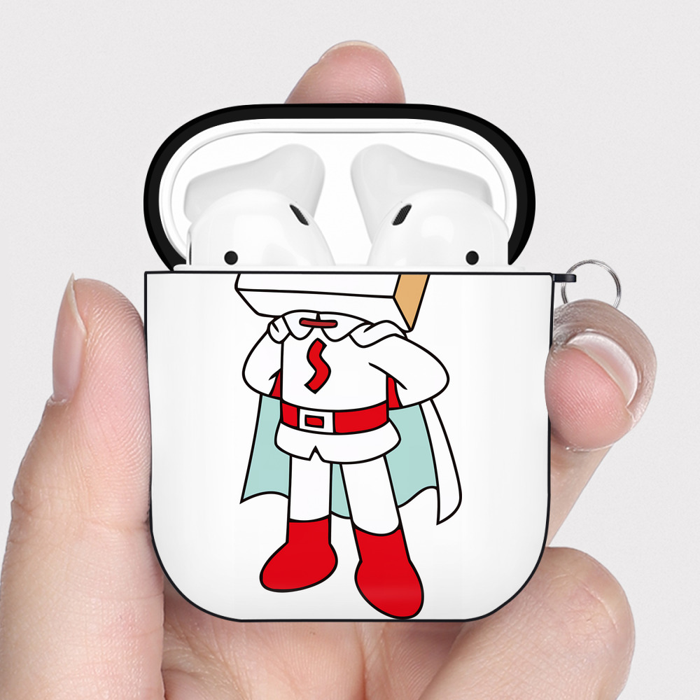 （画像用） アンパンマン Anpanman AirPods 第2世代保護ケース ハードシェル ブラック 耐衝撃・防指紋・カラビナ付き