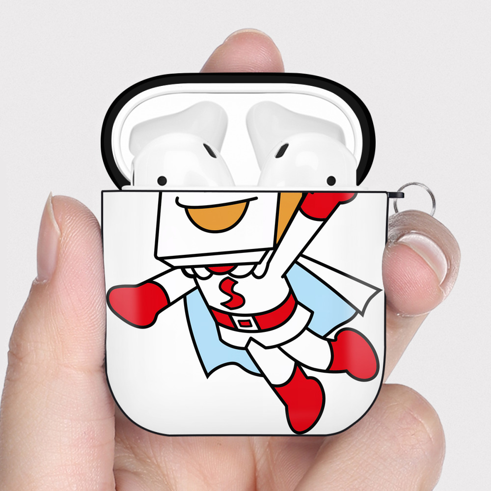 （画像用） アンパンマン Anpanman AirPods 第2世代保護ケース ハードシェル ブラック 耐衝撃・防指紋・カラビナ付き