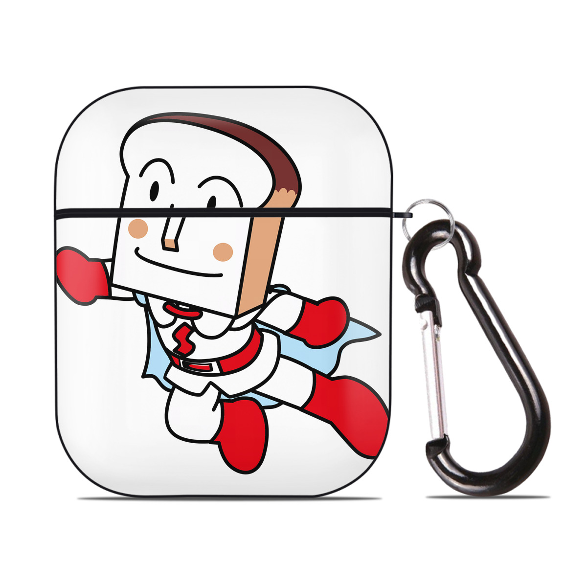 （画像用） アンパンマン Anpanman AirPods 第2世代保護ケース ハードシェル ブラック 耐衝撃・防指紋・カラビナ付き