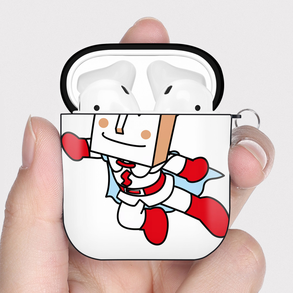 （画像用） アンパンマン Anpanman AirPods 第2世代保護ケース ハードシェル ブラック 耐衝撃・防指紋・カラビナ付き