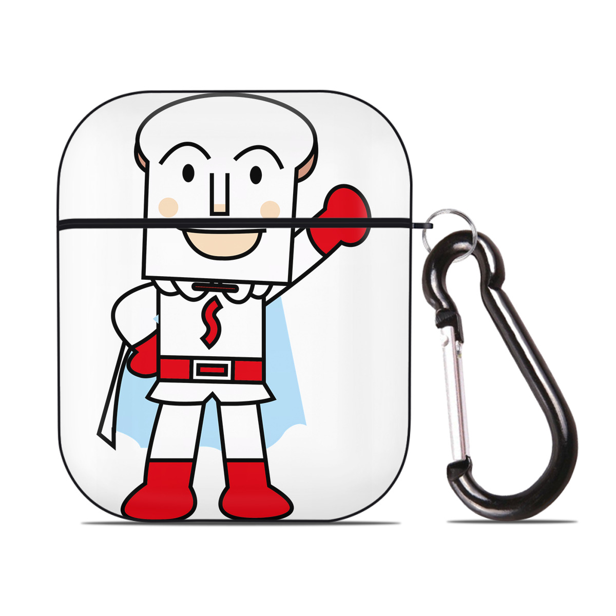 （画像用） アンパンマン Anpanman AirPods 第2世代保護ケース ハードシェル ブラック 耐衝撃・防指紋・カラビナ付き