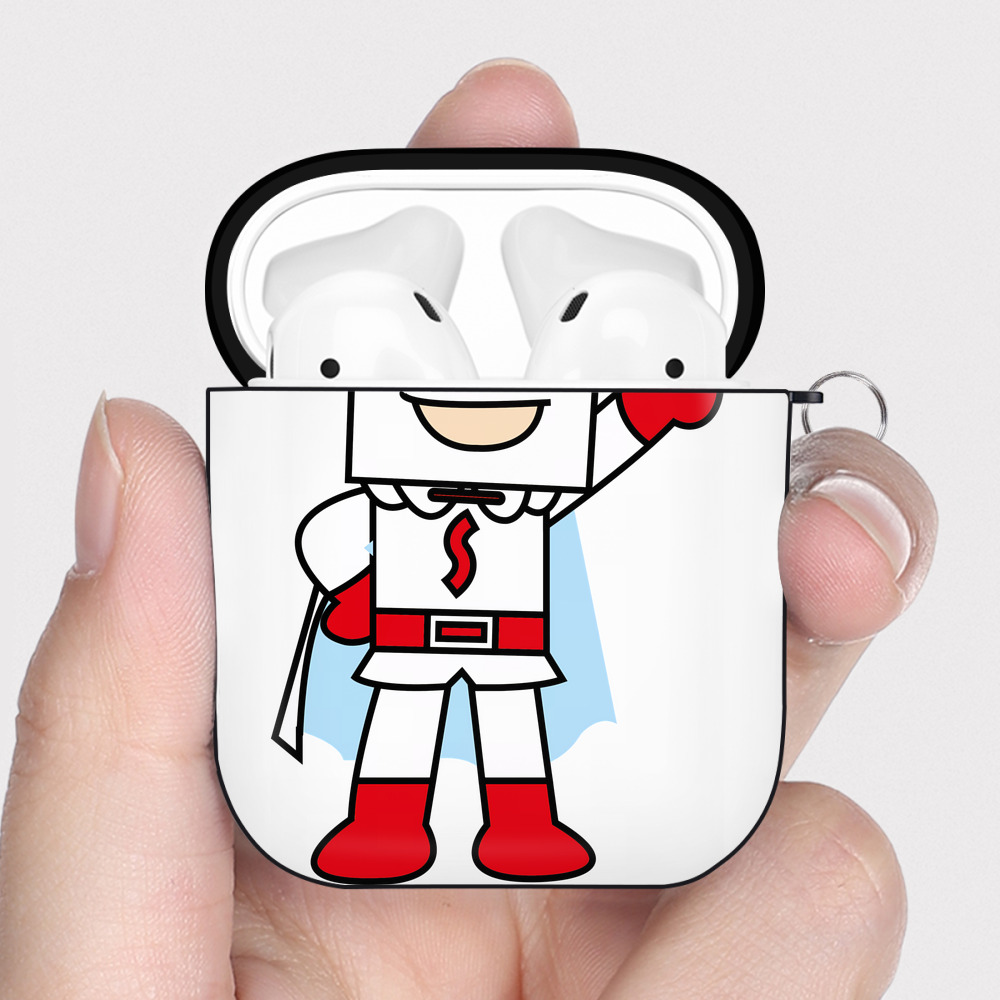 （画像用） アンパンマン Anpanman AirPods 第2世代保護ケース ハードシェル ブラック 耐衝撃・防指紋・カラビナ付き