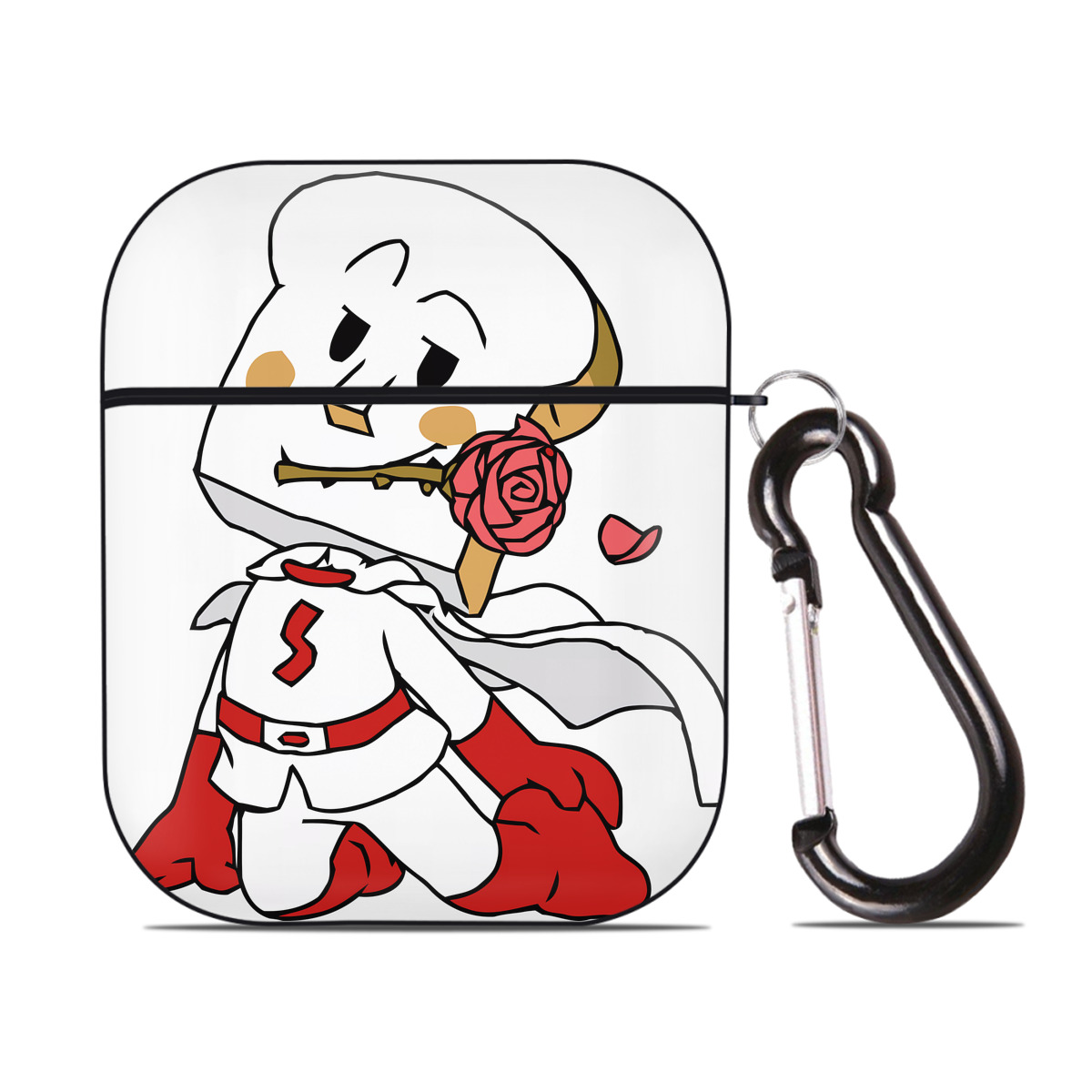 （画像用） アンパンマン Anpanman AirPods 第2世代保護ケース ハードシェル ブラック 耐衝撃・防指紋・カラビナ付き