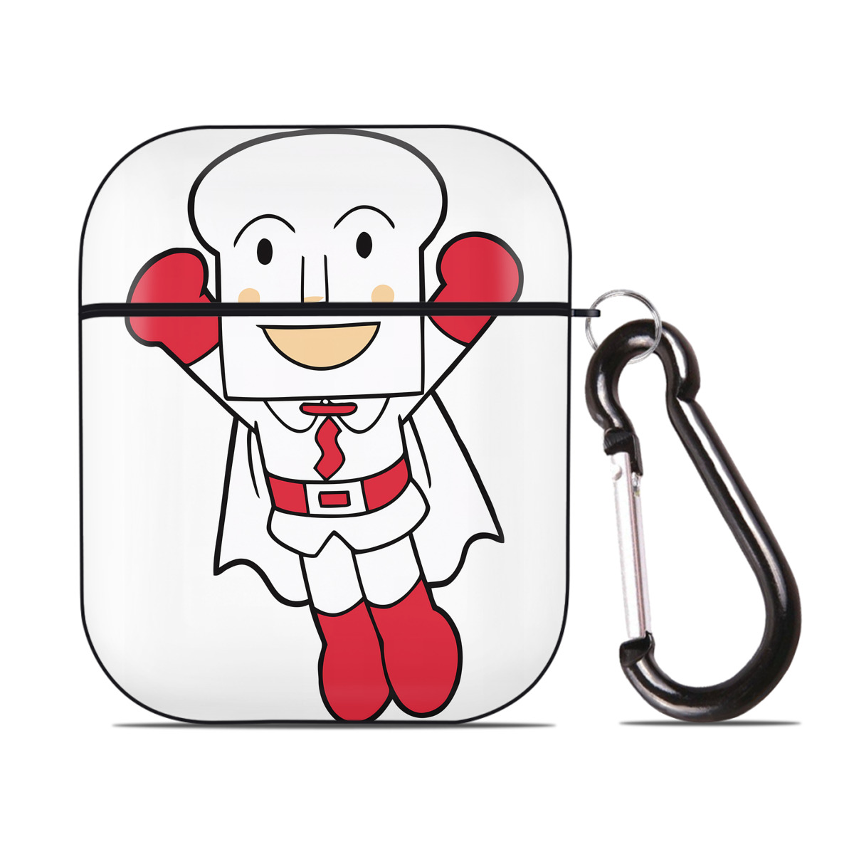 （画像用） アンパンマン Anpanman AirPods 第2世代保護ケース ハードシェル ブラック 耐衝撃・防指紋・カラビナ付き