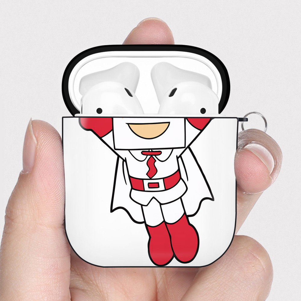（画像用） アンパンマン Anpanman AirPods 第2世代保護ケース ハードシェル ブラック 耐衝撃・防指紋・カラビナ付き