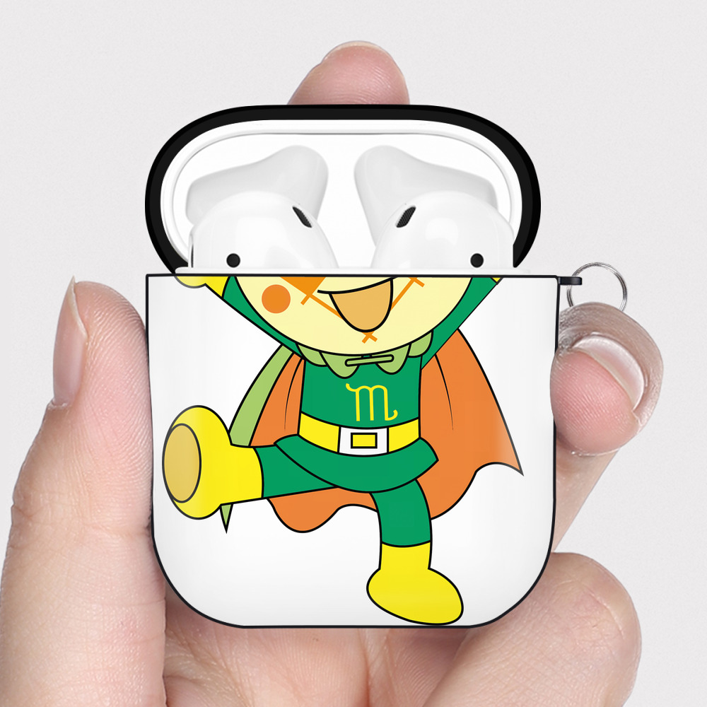 （画像用） アンパンマン Anpanman AirPods 第2世代保護ケース ハードシェル ブラック 耐衝撃・防指紋・カラビナ付き