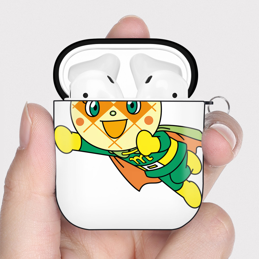 （画像用） アンパンマン Anpanman AirPods 第2世代保護ケース ハードシェル ブラック 耐衝撃・防指紋・カラビナ付き