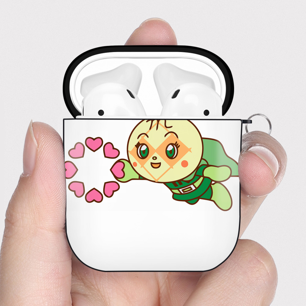 （画像用） アンパンマン Anpanman AirPods 第2世代保護ケース ハードシェル ブラック 耐衝撃・防指紋・カラビナ付き