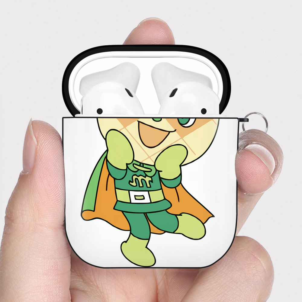 （画像用） アンパンマン Anpanman AirPods 第2世代保護ケース ハードシェル ブラック 耐衝撃・防指紋・カラビナ付き