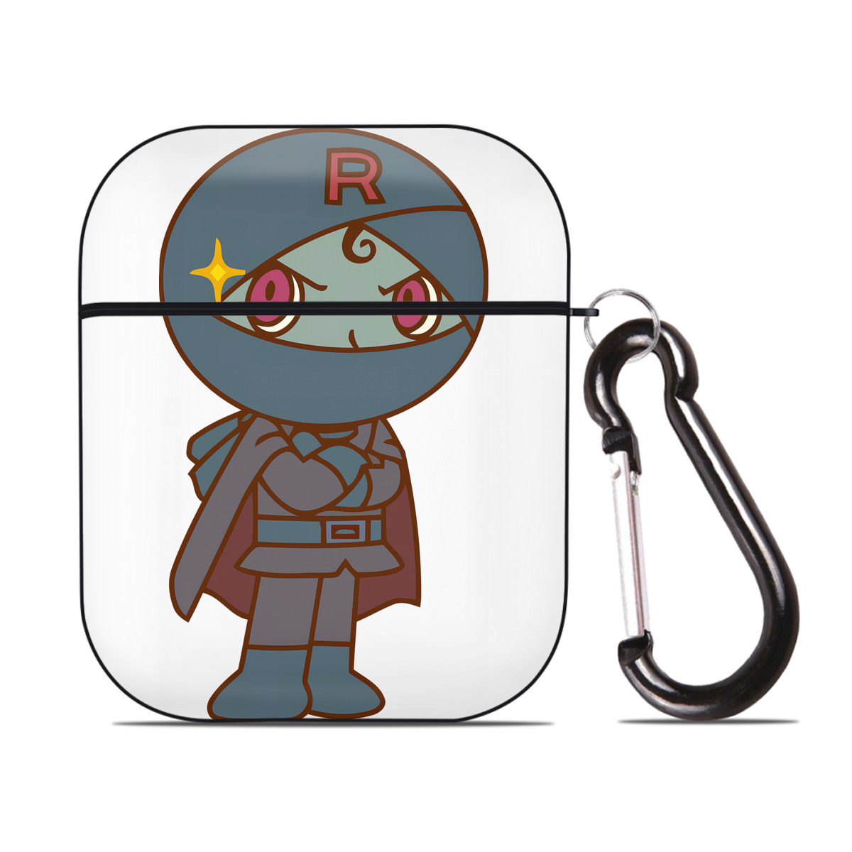 （画像用） アンパンマン Anpanman AirPods 第2世代保護ケース ハードシェル ブラック 耐衝撃・防指紋・カラビナ付き