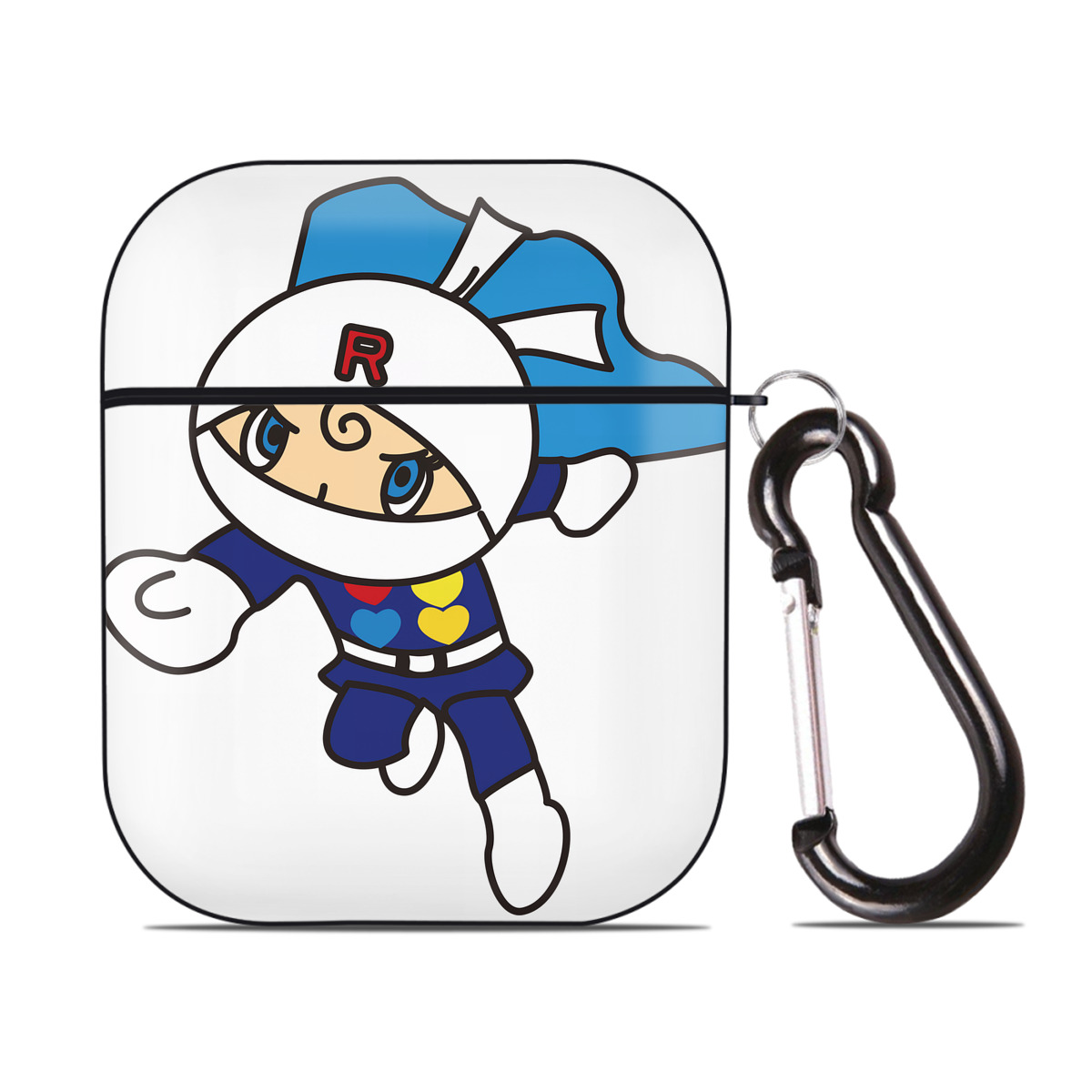 （画像用） アンパンマン Anpanman AirPods 第2世代保護ケース ハードシェル ブラック 耐衝撃・防指紋・カラビナ付き