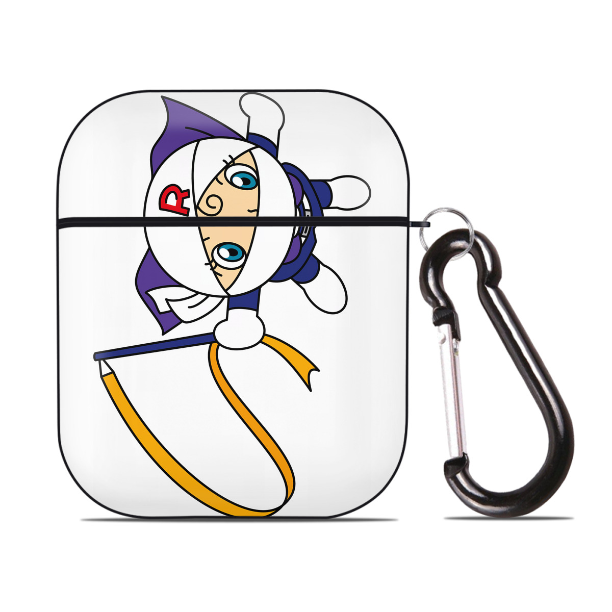 （画像用） アンパンマン Anpanman AirPods 第2世代保護ケース ハードシェル ブラック 耐衝撃・防指紋・カラビナ付き