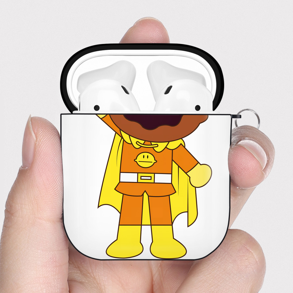 （画像用） アンパンマン Anpanman AirPods 第2世代保護ケース ハードシェル ブラック 耐衝撃・防指紋・カラビナ付き