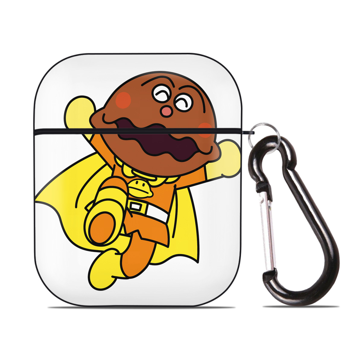 （画像用） アンパンマン Anpanman AirPods 第2世代保護ケース ハードシェル ブラック 耐衝撃・防指紋・カラビナ付き