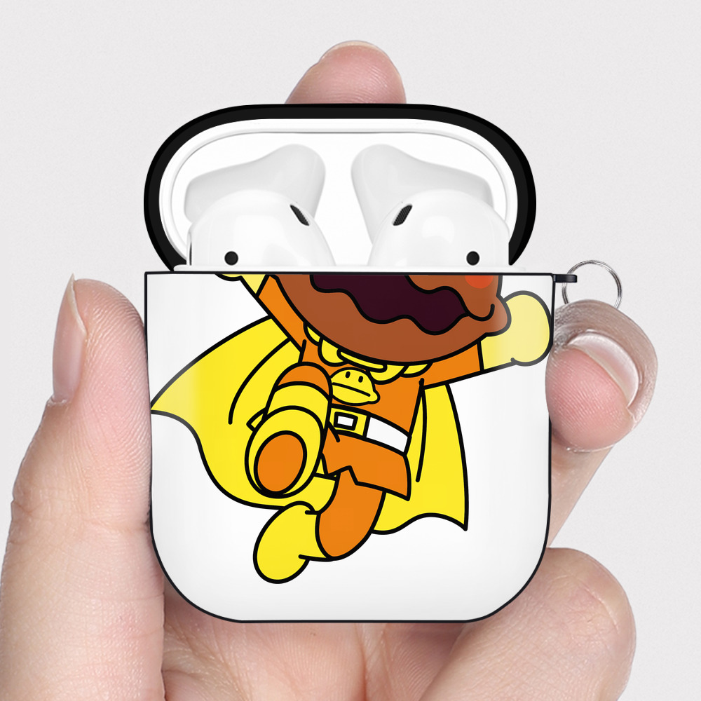 （画像用） アンパンマン Anpanman AirPods 第2世代保護ケース ハードシェル ブラック 耐衝撃・防指紋・カラビナ付き