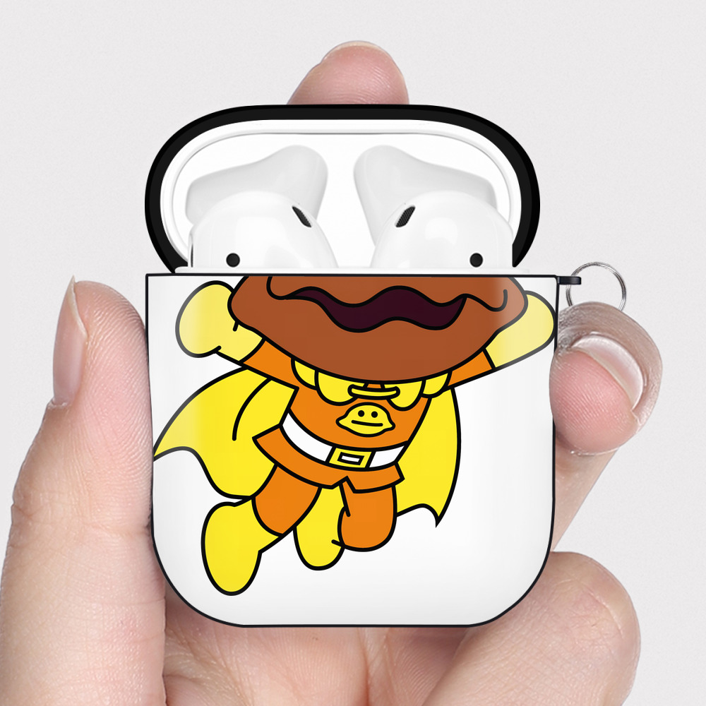 （画像用） アンパンマン Anpanman AirPods 第2世代保護ケース ハードシェル ブラック 耐衝撃・防指紋・カラビナ付き