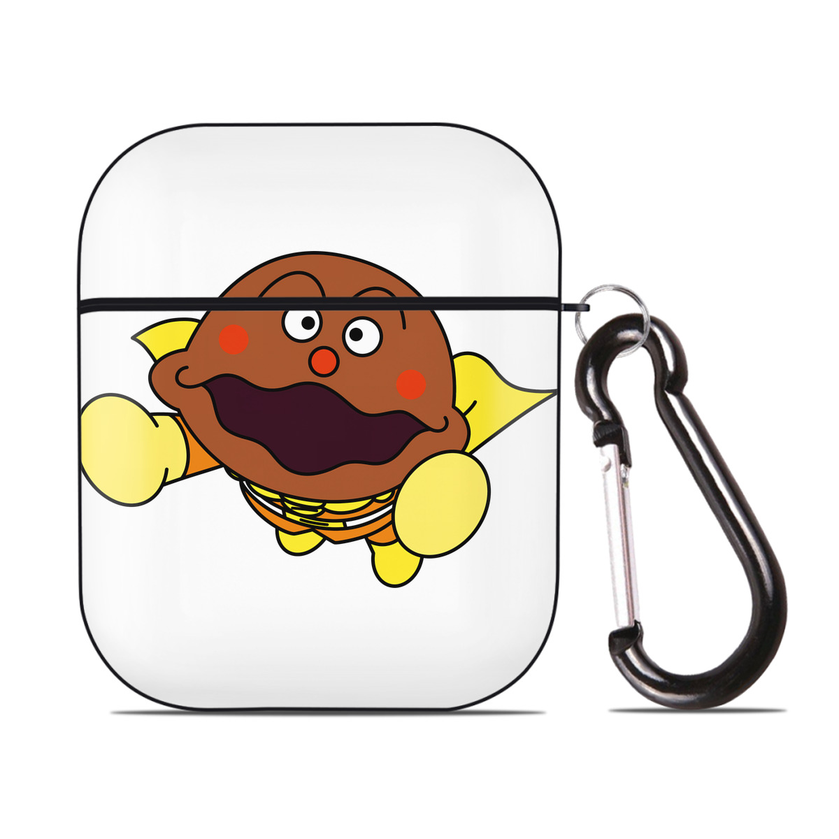 （画像用） アンパンマン Anpanman AirPods 第2世代保護ケース ハードシェル ブラック 耐衝撃・防指紋・カラビナ付き