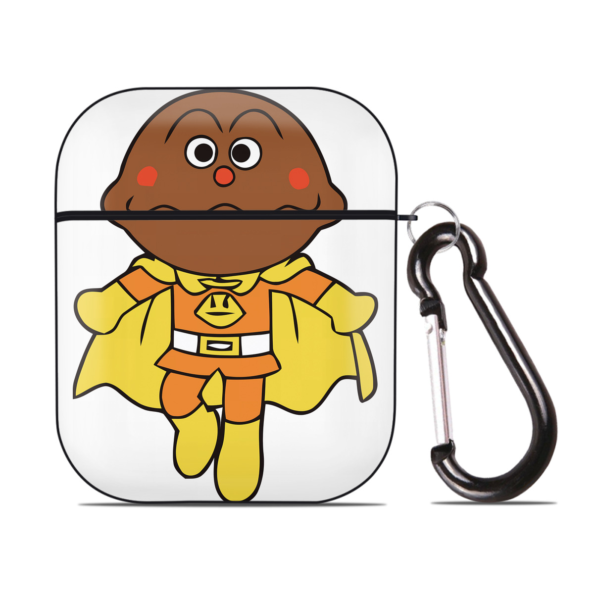 （画像用） アンパンマン Anpanman AirPods 第2世代保護ケース ハードシェル ブラック 耐衝撃・防指紋・カラビナ付き