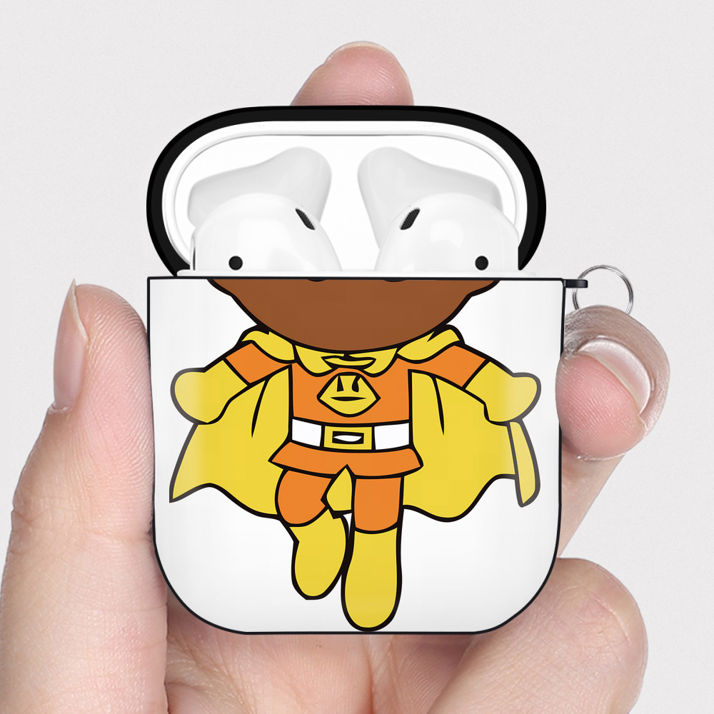 （画像用） アンパンマン Anpanman AirPods 第2世代保護ケース ハードシェル ブラック 耐衝撃・防指紋・カラビナ付き