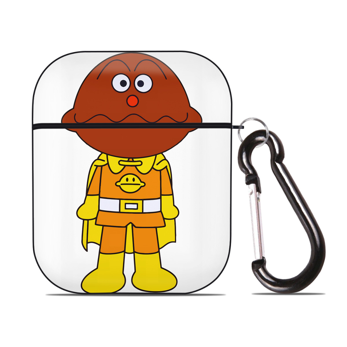 （画像用） アンパンマン Anpanman AirPods 第2世代保護ケース ハードシェル ブラック 耐衝撃・防指紋・カラビナ付き