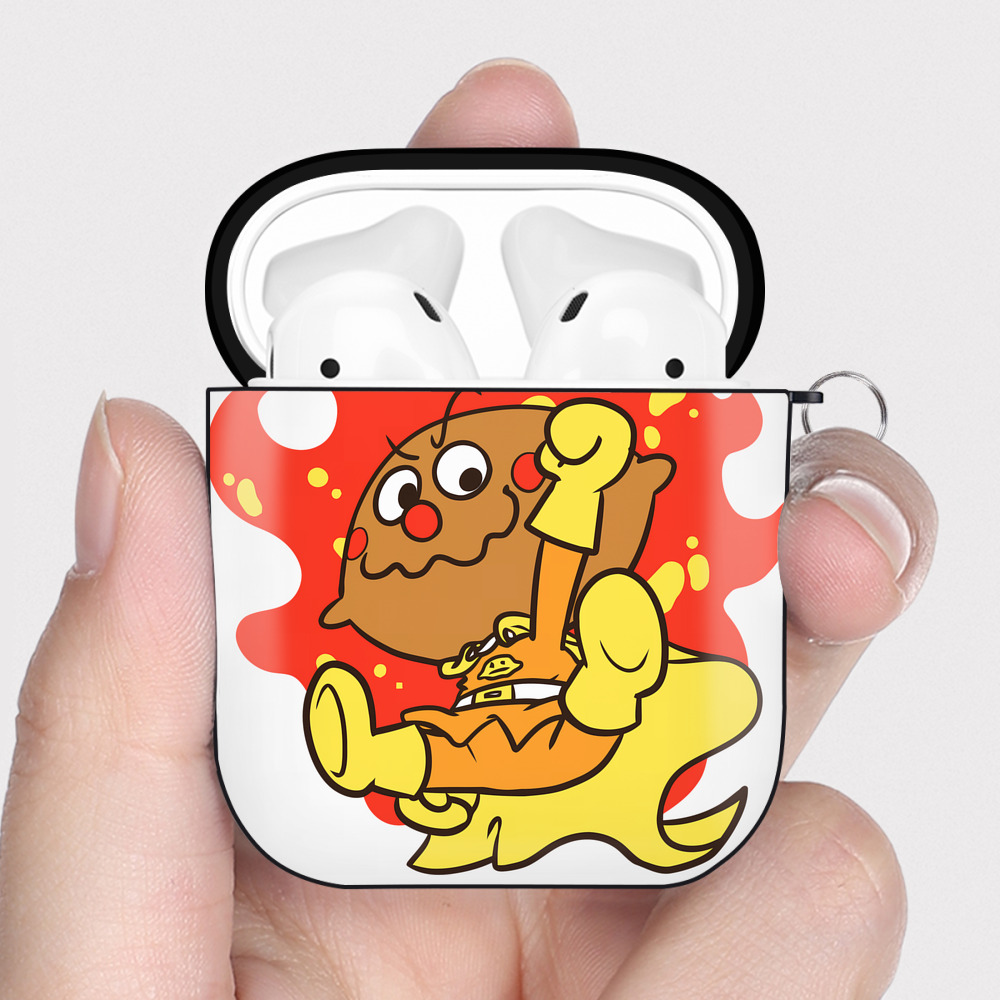 （画像用） アンパンマン Anpanman AirPods 第2世代保護ケース ハードシェル ブラック 耐衝撃・防指紋・カラビナ付き