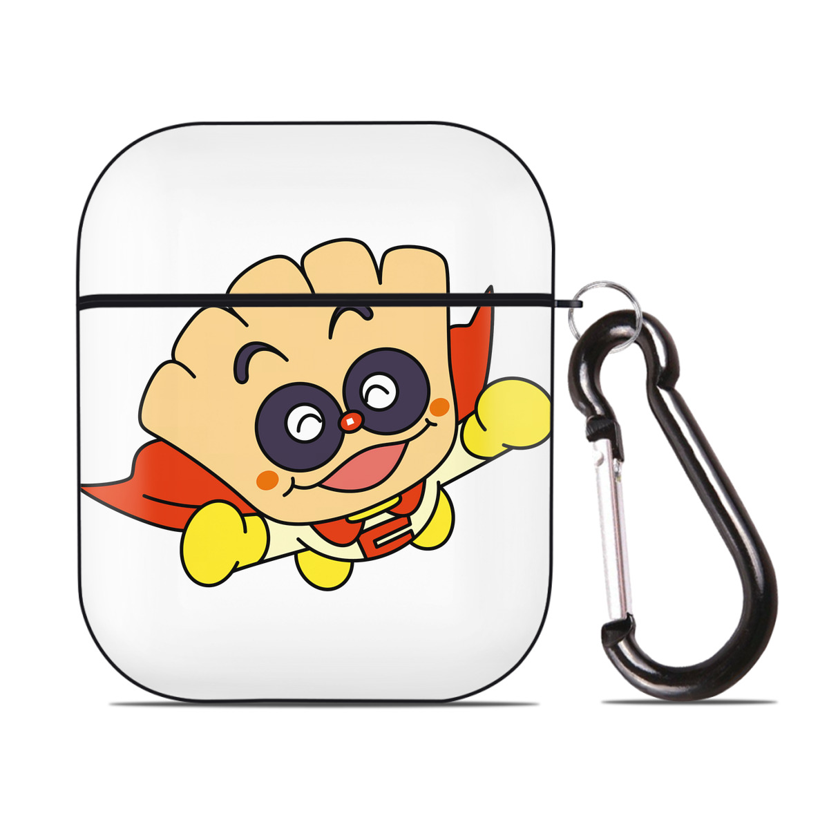 （画像用） アンパンマン Anpanman AirPods 第2世代保護ケース ハードシェル ブラック 耐衝撃・防指紋・カラビナ付き