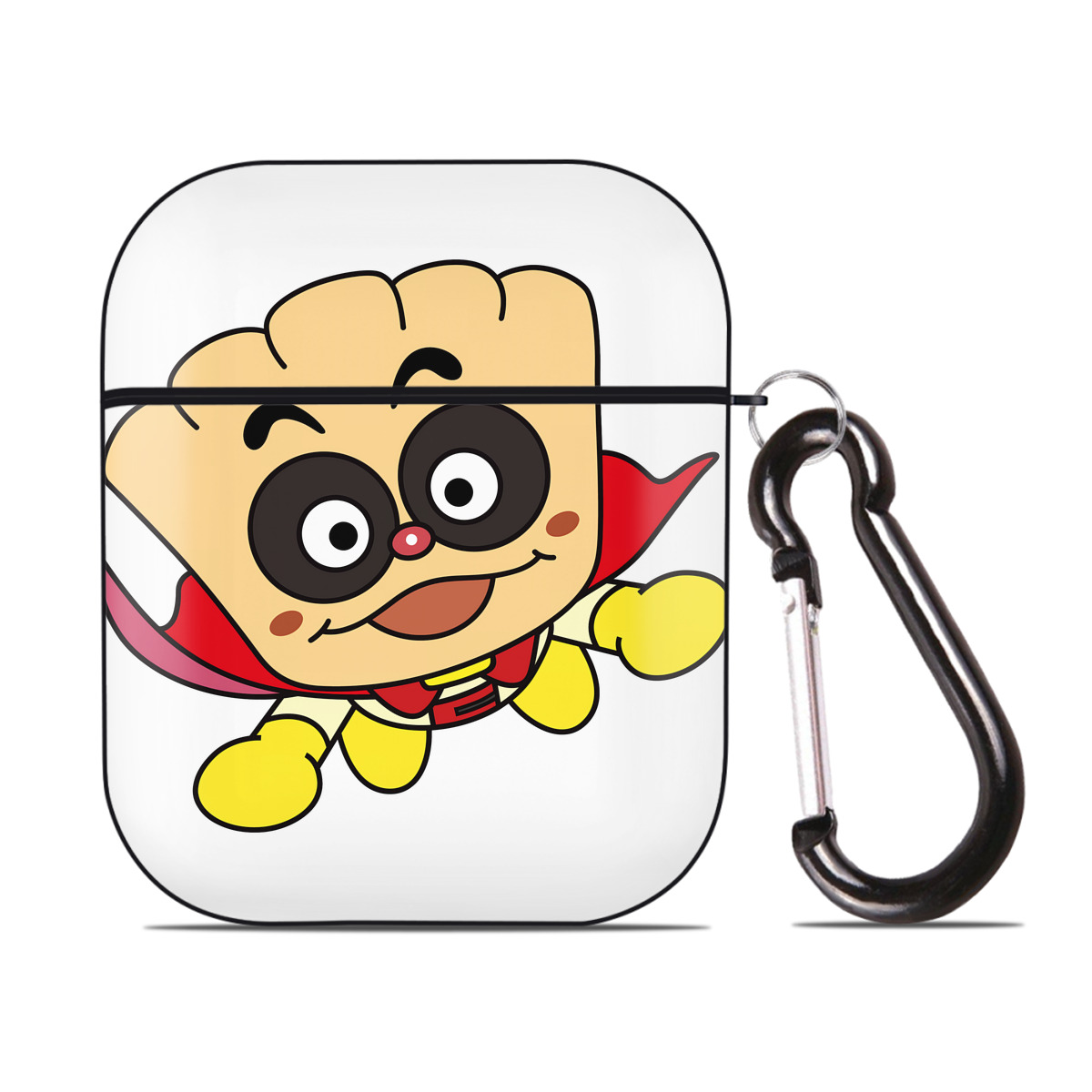 （画像用） アンパンマン Anpanman AirPods 第2世代保護ケース ハードシェル ブラック 耐衝撃・防指紋・カラビナ付き