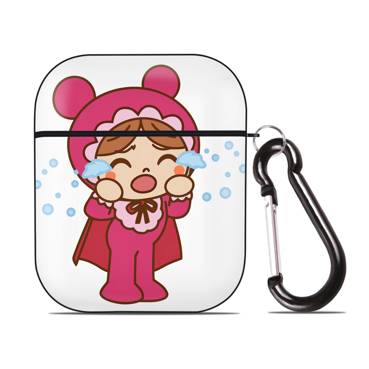 （画像用） アンパンマン Anpanman AirPods 第2世代保護ケース ハードシェル ブラック 耐衝撃・防指紋・カラビナ付き
