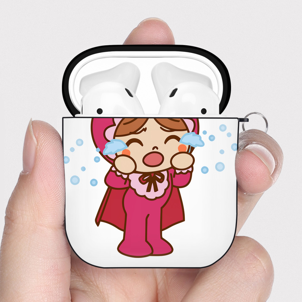 （画像用） アンパンマン Anpanman AirPods 第2世代保護ケース ハードシェル ブラック 耐衝撃・防指紋・カラビナ付き