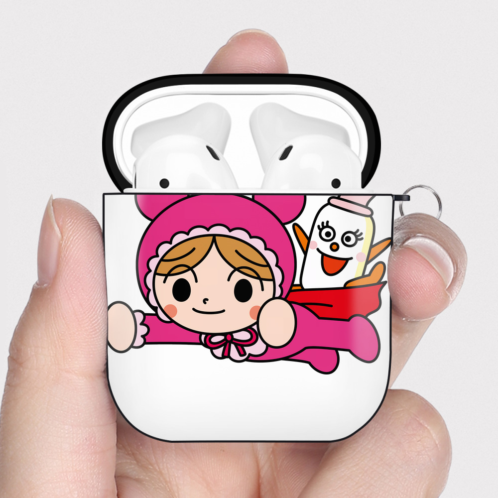 （画像用） アンパンマン Anpanman AirPods 第2世代保護ケース ハードシェル ブラック 耐衝撃・防指紋・カラビナ付き