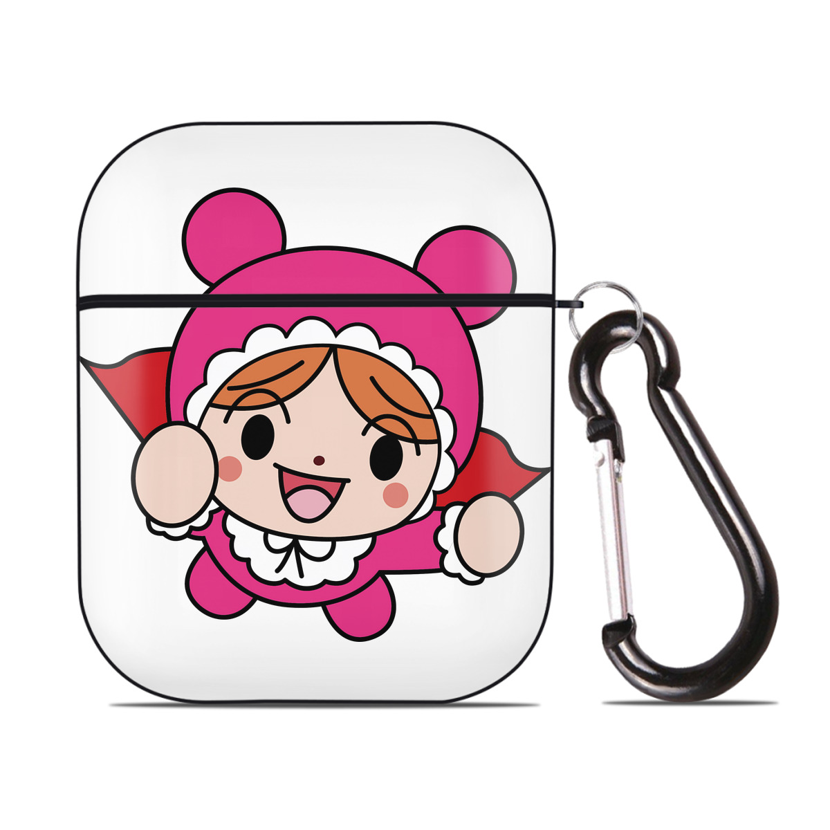 （画像用） アンパンマン Anpanman AirPods 第2世代保護ケース ハードシェル ブラック 耐衝撃・防指紋・カラビナ付き