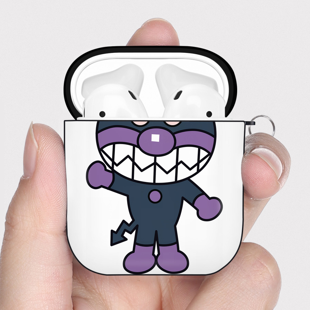 （画像用） アンパンマン Anpanman AirPods 第2世代保護ケース ハードシェル ブラック 耐衝撃・防指紋・カラビナ付き