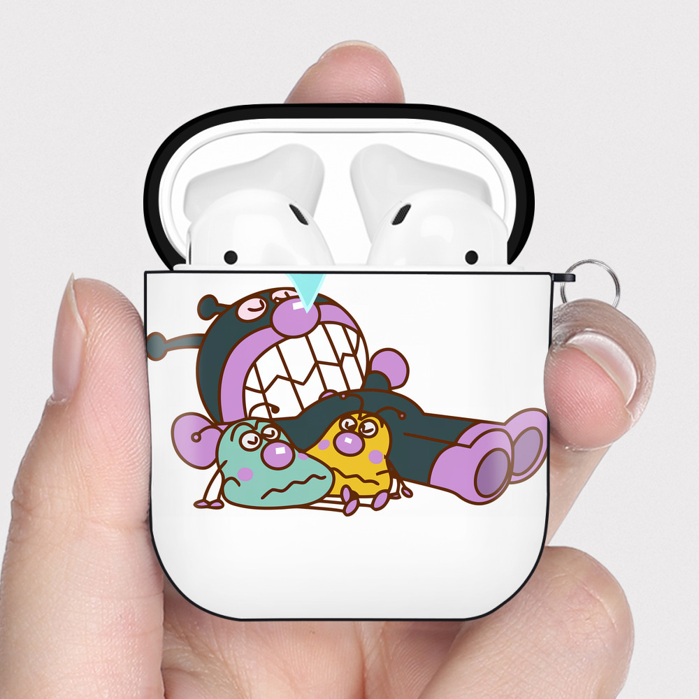 （画像用） アンパンマン Anpanman AirPods 第2世代保護ケース ハードシェル ブラック 耐衝撃・防指紋・カラビナ付き