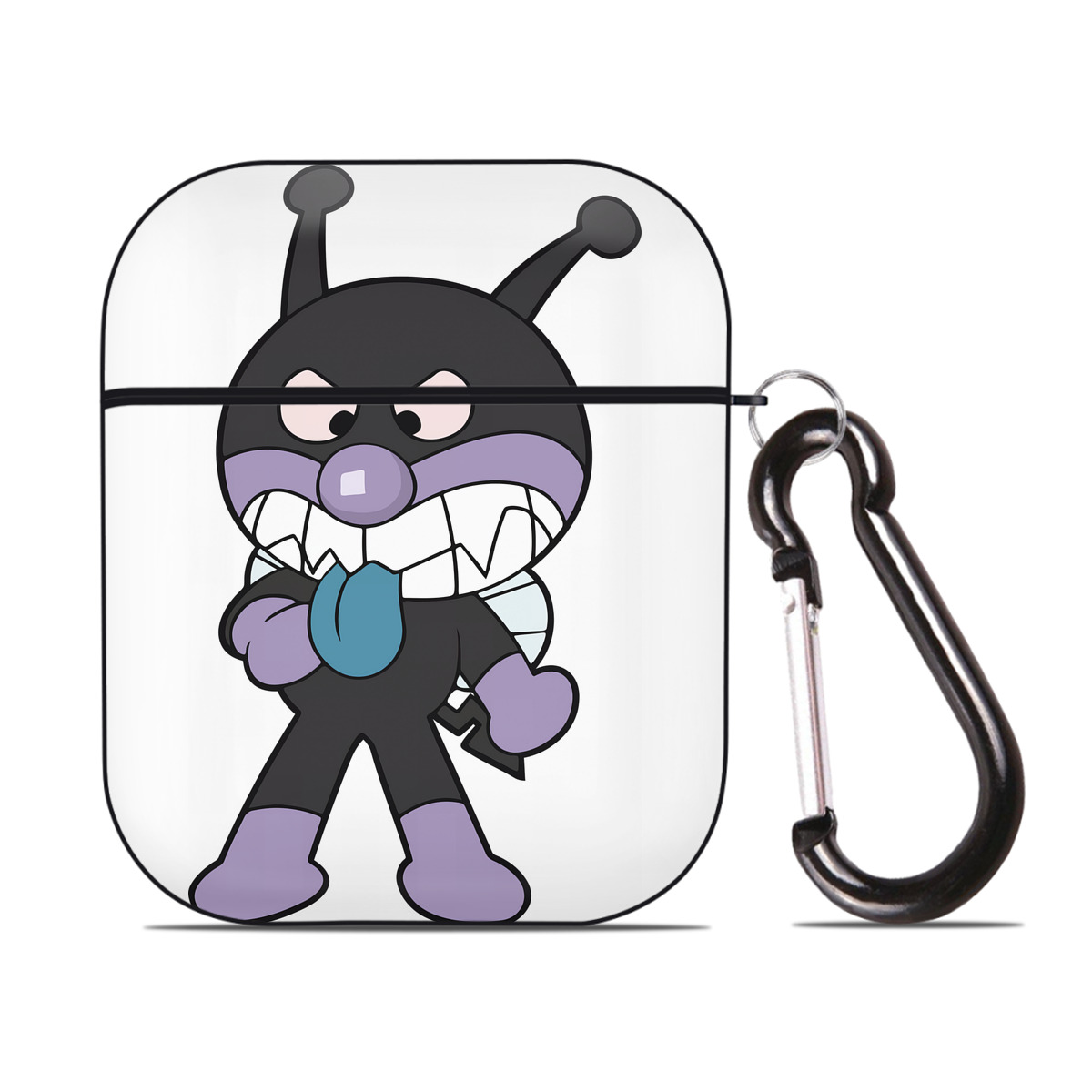 （画像用） アンパンマン Anpanman AirPods 第2世代保護ケース ハードシェル ブラック 耐衝撃・防指紋・カラビナ付き
