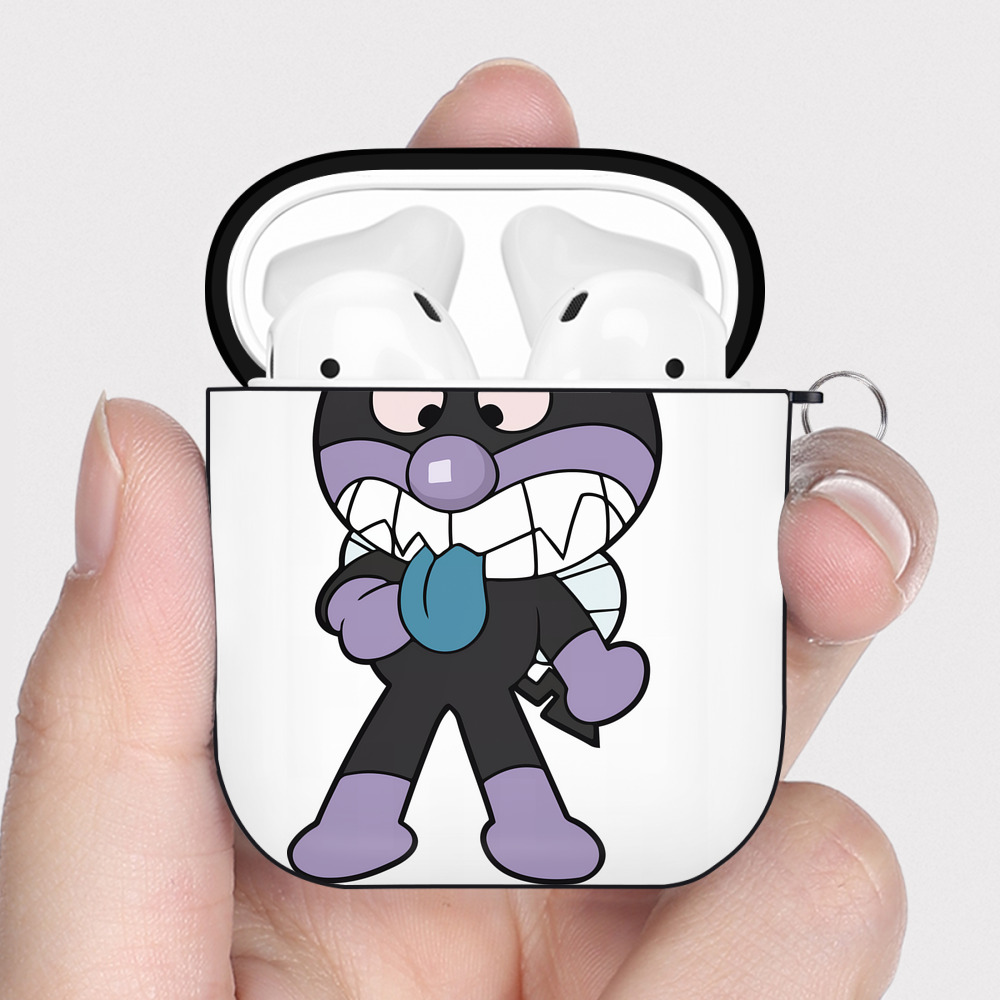 （画像用） アンパンマン Anpanman AirPods 第2世代保護ケース ハードシェル ブラック 耐衝撃・防指紋・カラビナ付き